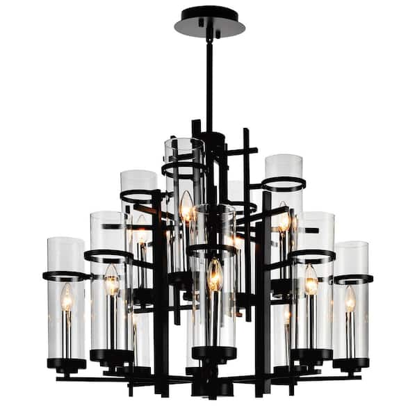 CWI Lighting Sierra 12 Light Up Chandelier With Black Finish