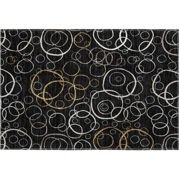 Mayfield Premium Machine Washable Abstract AMF2408 Black 3 ft. x 4 ft. Area Rug