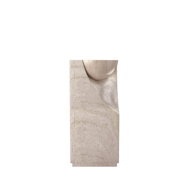 16 in. W x 16 in. D Stone Resin Solid Surface Pedestal Bathroom Sink in Travertine Yellow