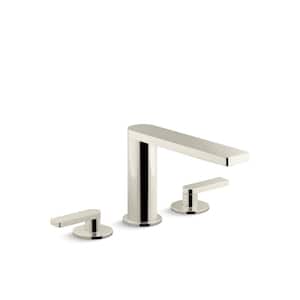 Composed Double-Handle Deck-Mount Bath Faucet with Lever Handles in Vibrant Polished Nickel