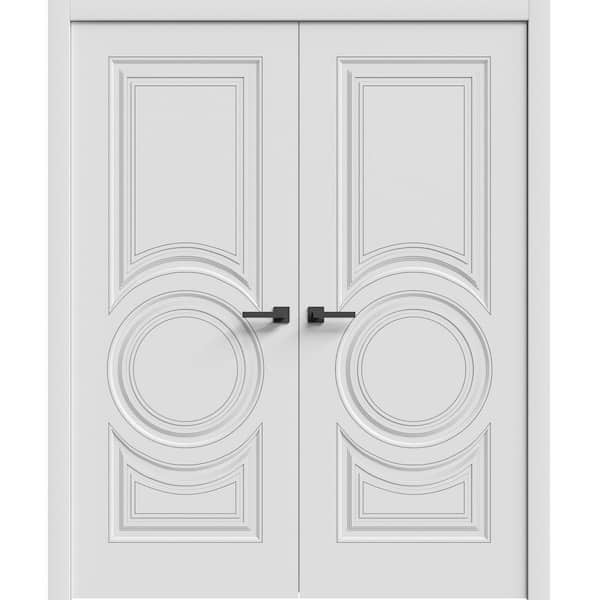 7855 48 in. x 80 in. Sold Core White Enamel Color Wood Interior Door Kit with Quick Assemble Jamb