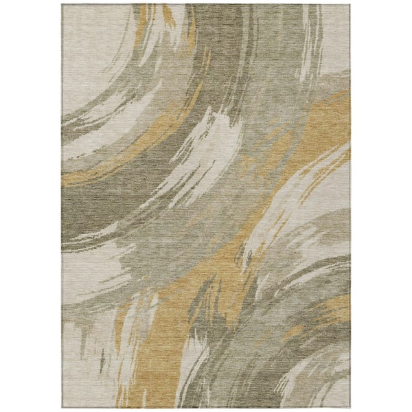 Chantille Machine Washable Indoor/Outdoor Abstract ACN2957 Wheat 9 ft. x 12 ft. Area Rug