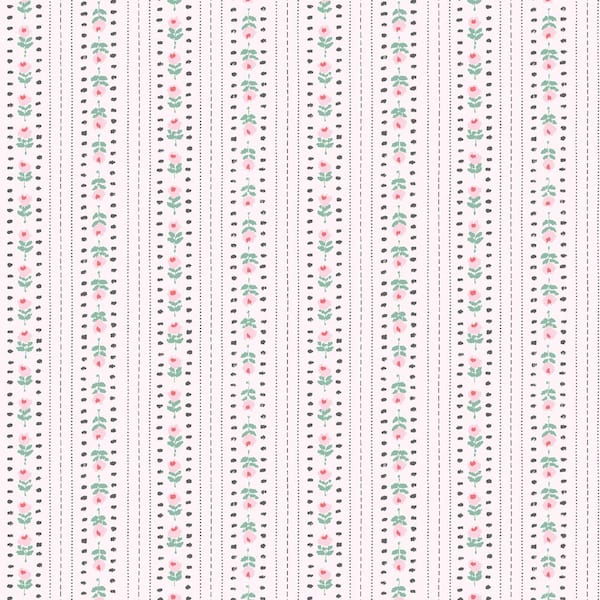 Cath Kidston Rose Ticking Stripe Pink Wallpaper