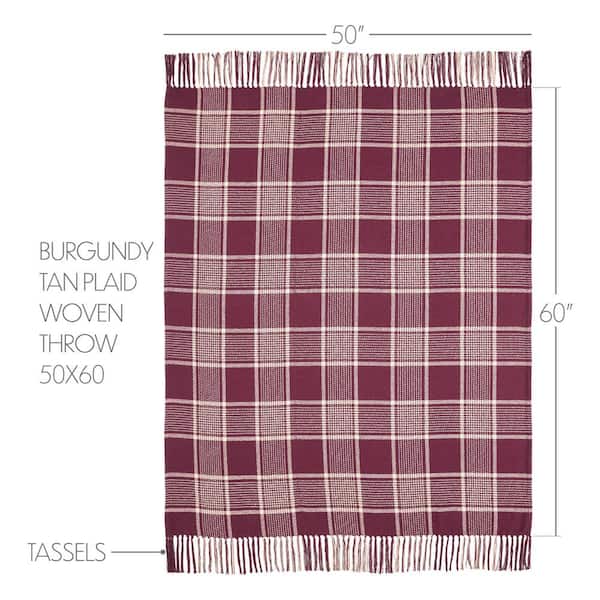 VHC BRANDS Eston Burgundy Plaid Cotton Blend Throw Blanket 84037 - The Home  Depot