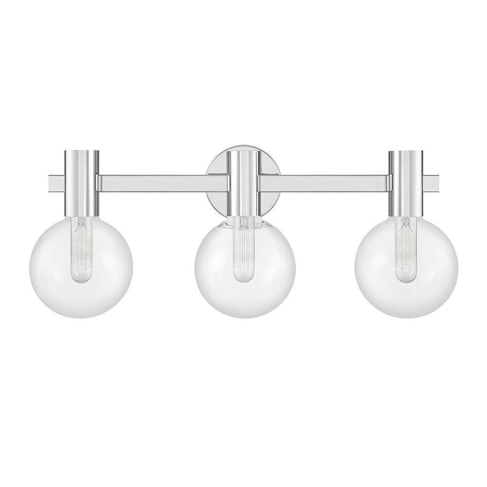 Wright 3-Light Chrome Vanity Light with Clear Glass Shades