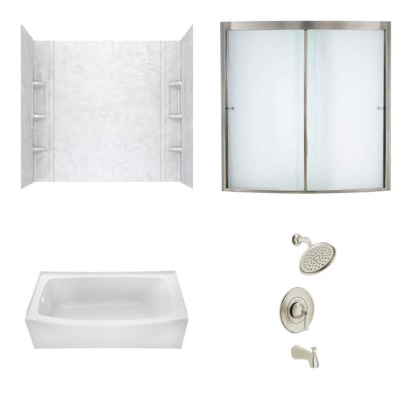 American Standard Ovation 60 in. x 30 in. Soaking Bathtub with Left Hand Drain in White Marble