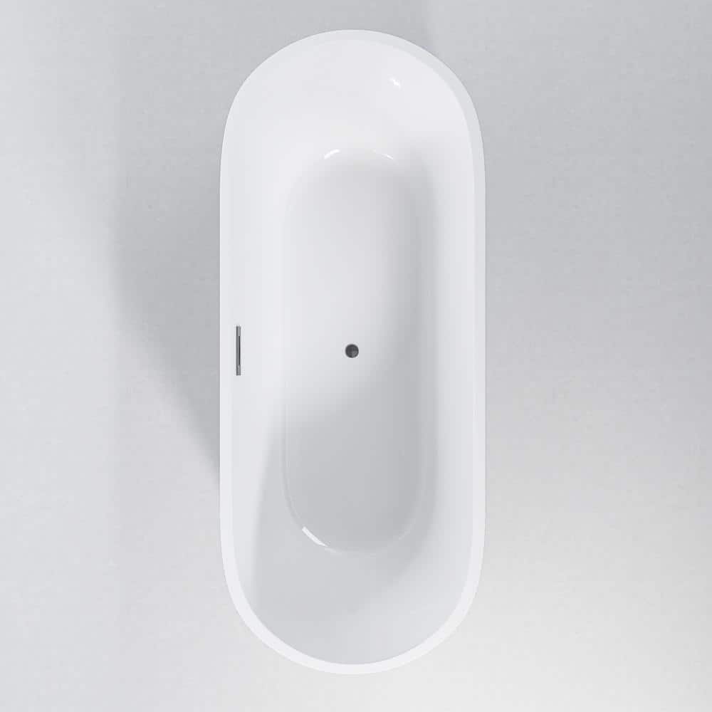 67 in. x 31 in. Acrylic Freestanding Soaking Bathtub with Center Drain in G