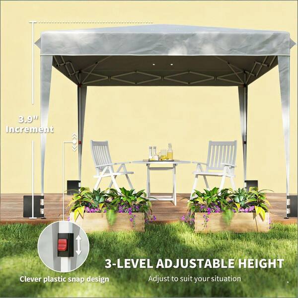 フジタ　conpy 3-Adjustable Height 10 ft. x 10 ft. Gray Patio Gazebo Instant Pop