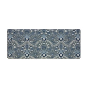 Laura Ashley Gray Floral 17.5 in. x 48 in. Anti-Fatigue Wellness Mat