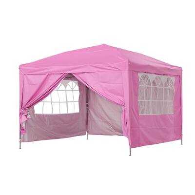 10 ft. x 10 ft. Pink Outdoor Patio Pop Up Canopy Tent Gazebos with 4 Removable Sidewalls and Storage Bag