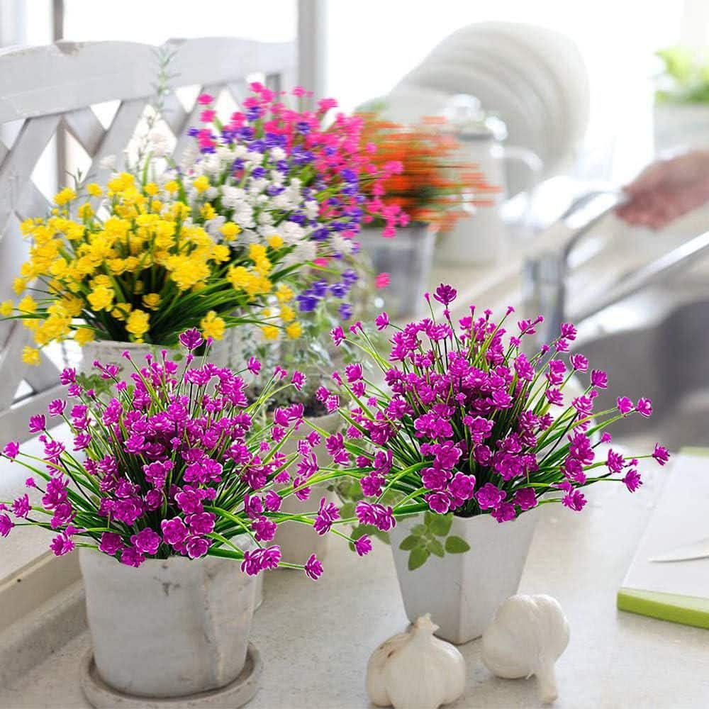14 in. Purple Outdoor Artificial Flowers 20 Bundles