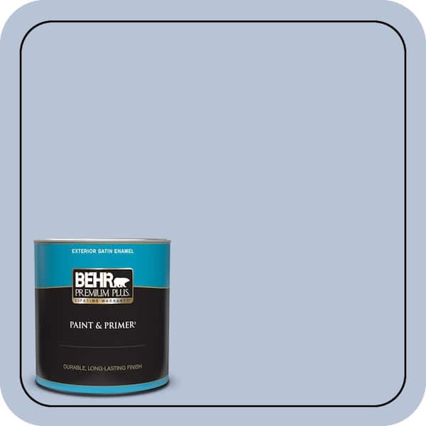 BEHR PREMIUM PLUS 1 qt. #610C-3 Virginia Blue Satin Enamel Exterior Paint & Primer