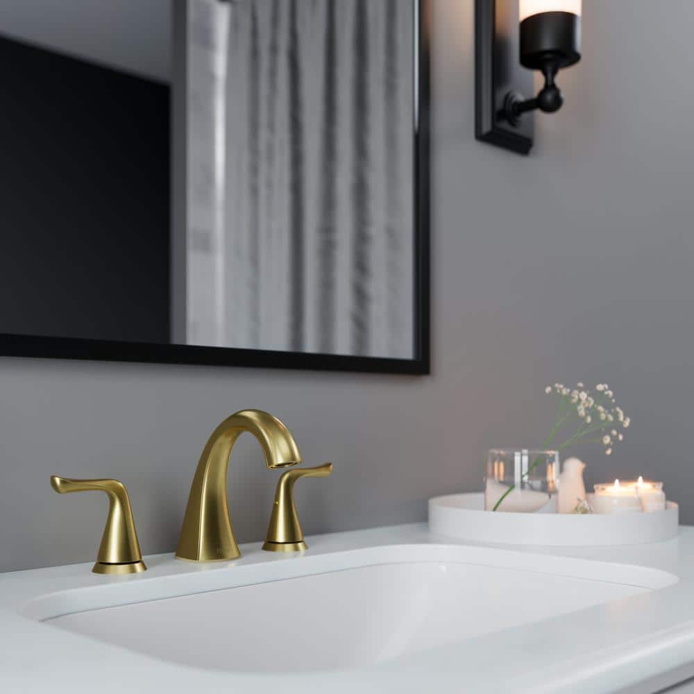 Willa Brushed Gold Widespread Bathroom Faucet with Drain Assembly