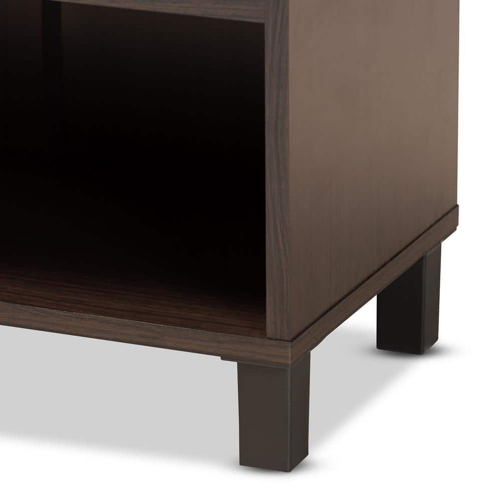 Rossin Dark Brown Wood 2-Door Entryway Shoe Cabinet with Open Shelf