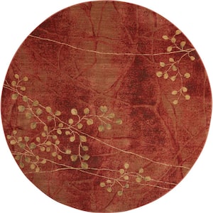 Somerset Flame 8 ft. x 8 ft. Botanical Contemporary Round Area Rug
