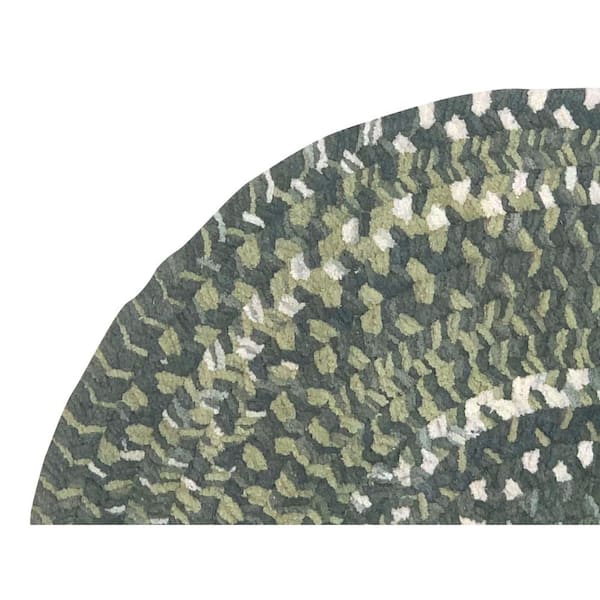 Ombre Briad Collection Olive 36" x 60" Oval 100% Cotton Chenille Reversible Indoor Area Rug