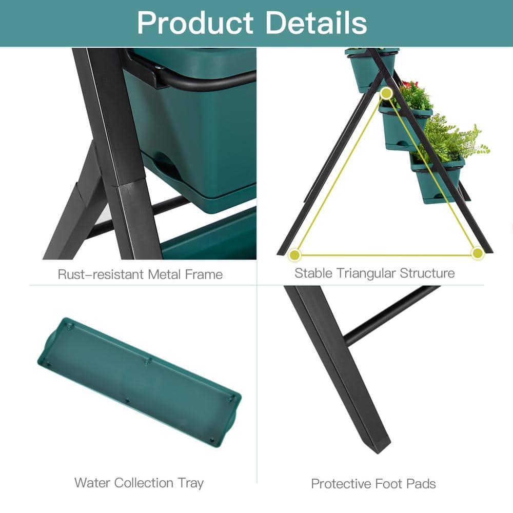 Green 5-Tier Vertical Herb Garden Planter Box with Iron Frame