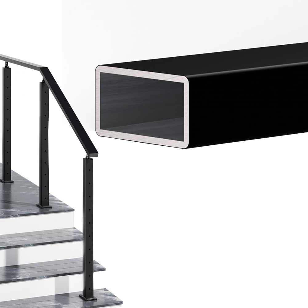 4 Pack 108 in. x .1.18 in. Black Aluminum Rectangular Handrail with Nylon End Caps Self Drilling Screws, Cuttable Flat price history on PriceWatchPro