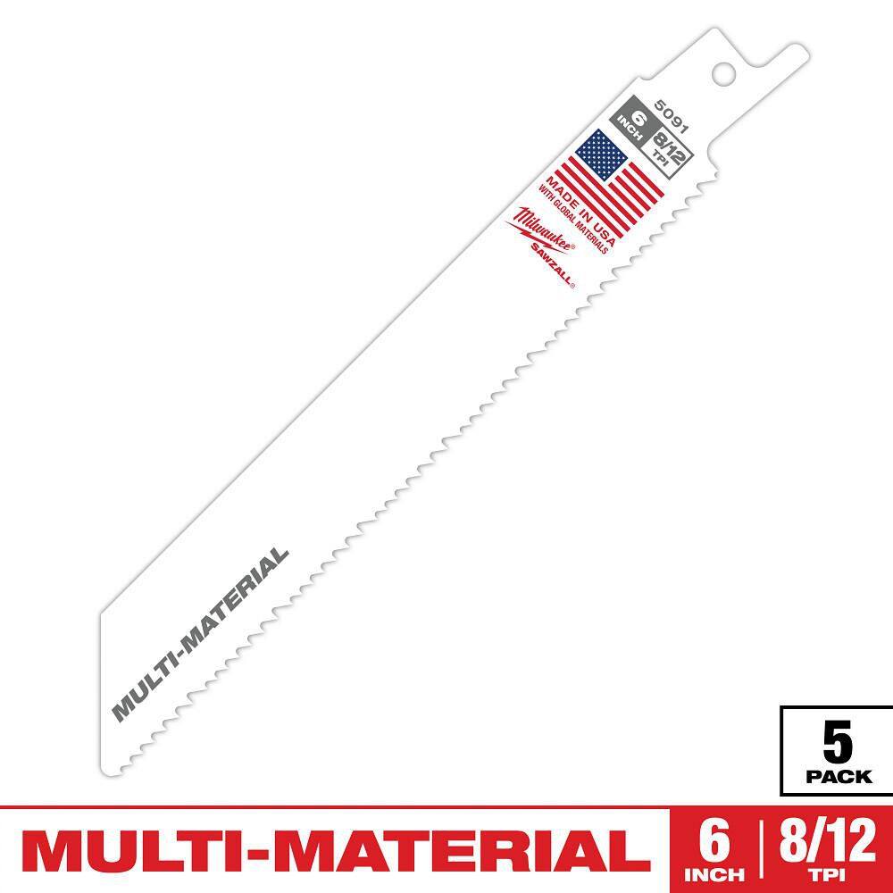 6 in. 8/12 TPI Mutli-Material Cutting SAWZALL Reciprocating Saw Blades (5-Pack) price history on PriceWatchPro
