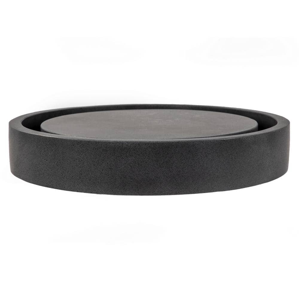 18-Inch Black Lava Stone Round Infinity Pool Sink