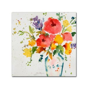 24 in. x 24 in. White Vase with Bright Flowers Canvas Art