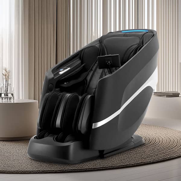 Arcadia Series Black Faux Leather Reclining 3D Massage Chair with Closed Toe Foot Rollers and Touchscreen Control