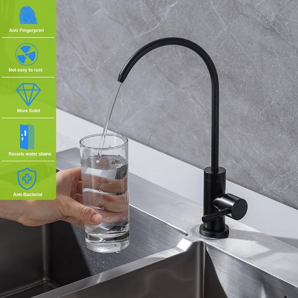 Unbranded Single Handle Kitchen Water Filter Faucet, Standard Kitchen Faucet, Stainless Steel Efficient Water in Matte Black