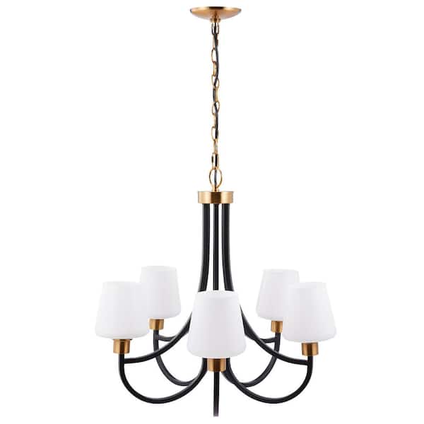 Merra 5-Light Antique Brass Chandelier Pendant Lamp with Glass Shades