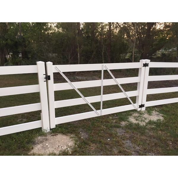 Weatherables 4 ft. W x 5 ft. H 4-Rail White Vinyl Fence Gate EZ Pack
