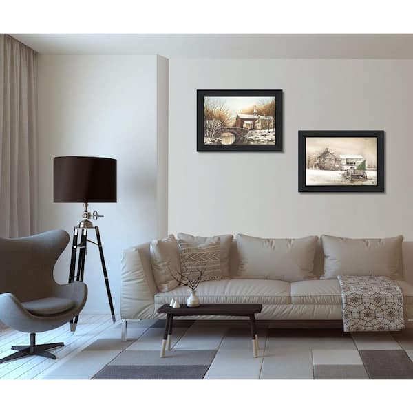 Unbranded 21 in. x 54 in. "Winter Reflections" by John Rossini Printed Framed Wall Art