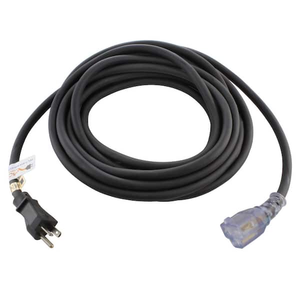 25 ft. 12/3 SJTW 20 Amp 250-Volt NEMA 6-20 Indoor/Outdoor Lighted End Anti-Cold Weather Extension Cord
