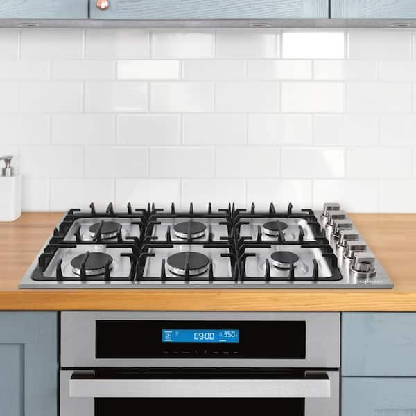 36 in. Gas Cooktop in Stainless Steel with 6 Italian Made Burners