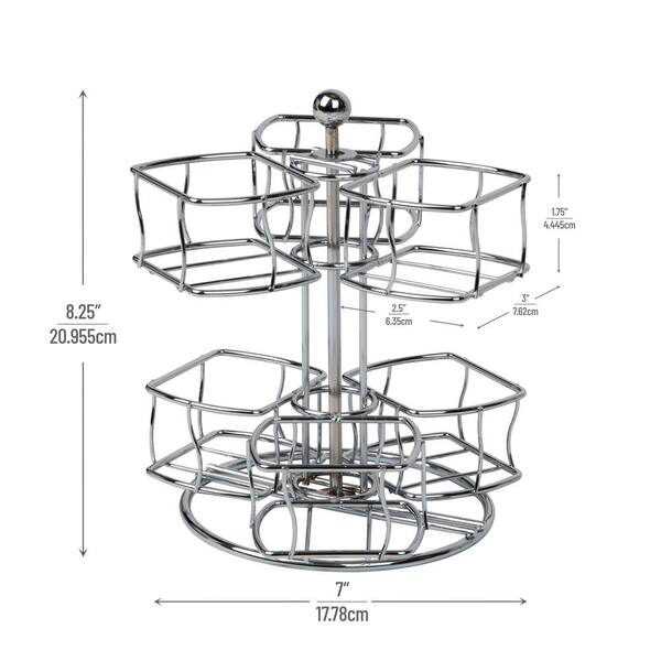 8 Compartment Matte Black Metal Wire Tea Bag Holder with Rotating