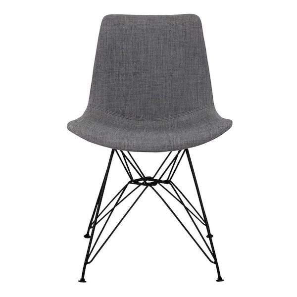 Armen Living Palmetto Charcoal Fabric Contemporary Dining Chair with Black Metal Legs