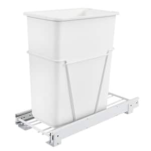 White Single Pull Out Kitchen Cabinet Trash Can 30 Qt