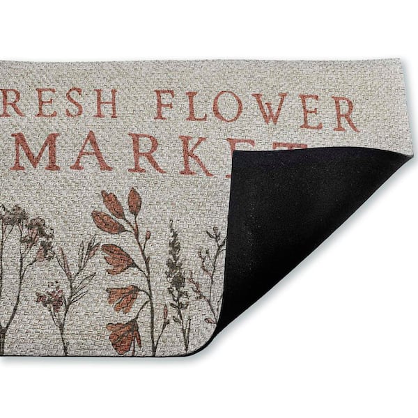 Fresh Flower Market Blooms Brown 18 in. x 30 in. Polyester Non-Slip Outdoor Door Mat