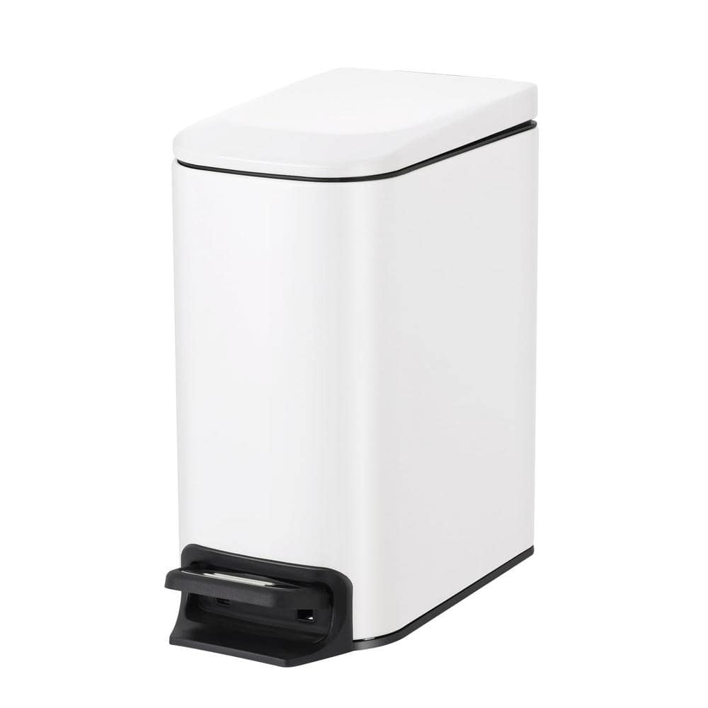 1.6 gal. Black Rectangular Step-On Plastic Trash Can with Lid