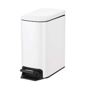 1.6 Gal. White Rectangular Step-On Plastic Trash Can with Lid