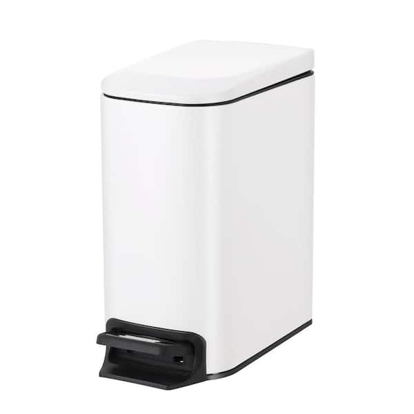 Unbranded 1.6 Gal. White Rectangular Step-On Plastic Trash Can with Lid