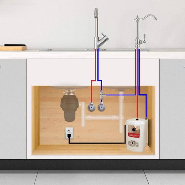 Westbrass 10-3/8 in. Docalorah 2-Handle Hot and Cold Water Dispenser Faucet  with Instant Hot Water Tank, Satin Nickel D262HFP-07 - The Home Depot