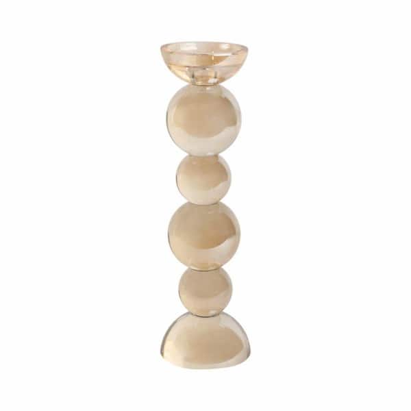 Liv & Skye Orange 13 in. Glass Multi Bubble Taper Candle Holder