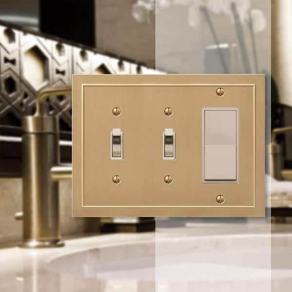 Bethany 3 Gang 2-Toggle and 1-Rocker Metal Wall Plate - Brushed Bronze