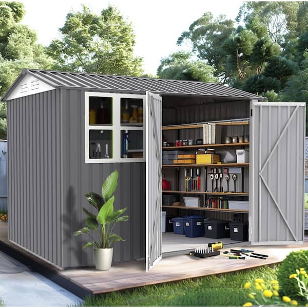 Unbranded 6 ft. x 8 ft. Metal Outdoor Storage Sheds, Large Tool Storage Sheds, with Windows, Covering 48 sq. ft. Backyard