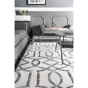 Satara Moroccan Trellis Silver 9 ft. x 12 ft. Area Rug