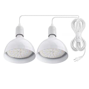 LED Grow Light Bulb, 50-Watts (2 x 25-Watts) Full Spectrum 16.4 ft. Power Cord 2-Head Hanging Grow Lights, Indoor Plants