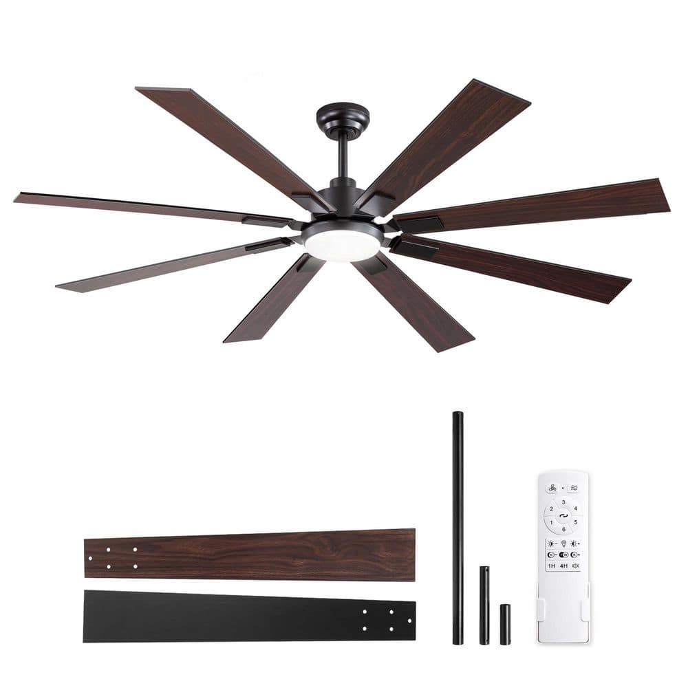 65 in. Integrated LED Indoor Matte Black Down Rod Mount Standard Ceiling Fans with Lights DC Motor and Remote Control price history on PriceWatchPro