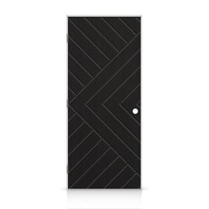 26 in. x 80 in. Chevron Arrow Right-Handed Hollow-Core Black Painted Composite Single Prehung Interior Door