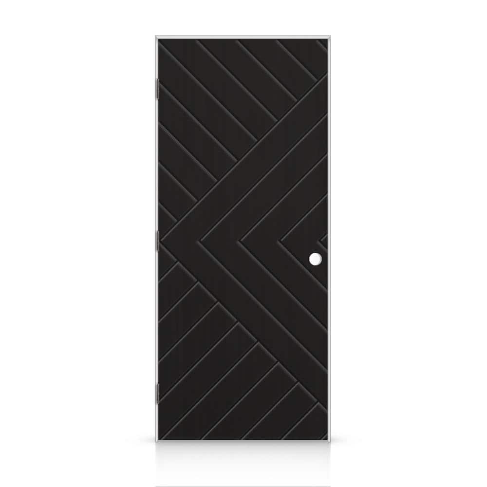 32 in. x 96 in. Chevron Arrow Right-Handed Hollow-Core Black Painted Composite Single Prehung Interior Door price history on PriceWatchPro