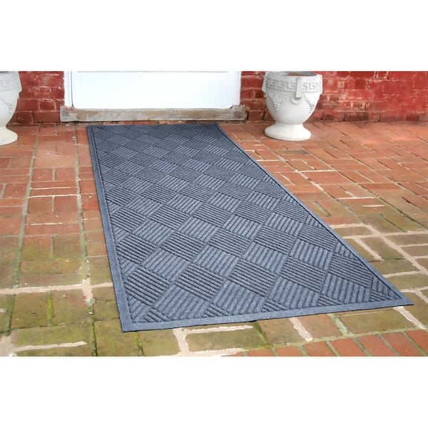 Waterhog Diamonds 35 in. x 100 in. PET Polyester Indoor Outdoor Runner Bluestone
