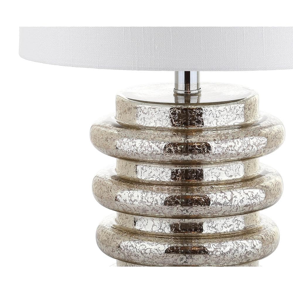 Mercury Glass Table Lamp with White Drum Shade